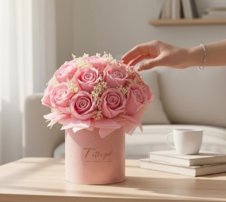 Róże z wosku sojowego - różowe - flowerbox